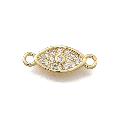Brass Micro Pave Clear Cubic Zirconia Eye Connector Charms KK-D431-063G-1