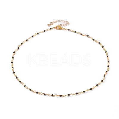 Faceted Round Natural Spinel Beaded Necklaces NJEW-JN03215-01-1
