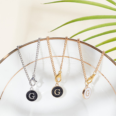 Flat Round with Letter Alloy Enamel Wine Glass Charms AJEW-AB00184-07-1