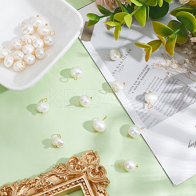 24Pcs Natural Pearl Two Sides Polished Charms PALLOY-HY00055-1