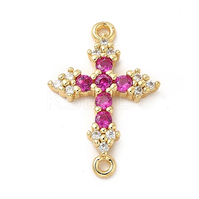 Eco-Friendly Rack Plating Brass Pave Cubic Zirconia Connector Charms KK-F847-06G-1