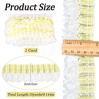 10 Yards Double Layer Polyester Organza Pleated Lace Trim Ribbons SRIB-GF0001-43A-1