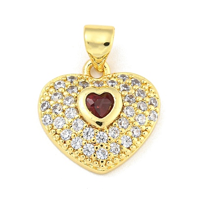 Heart Rack Plating Brass Micro Pave Cubic Zirconia Charms KK-Z053-17G-02-1