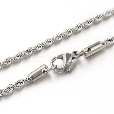 Tarnish Resistant 304 Stainless Steel Rope Chain Necklaces NJEW-J032-20P-1