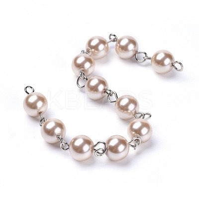 Handmade Dyed Glass Pearl Beaded Chains AJEW-JB00485-02-1