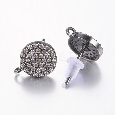 Brass Micro Pave Cubic Zirconia Stud Earring Findings ZIRC-E132-13A-B-1