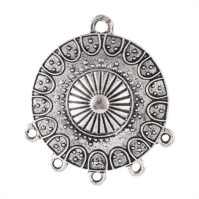 Flat Round Tibetan Style Alloy Chandelier Components PALLOY-I116-02AS-1