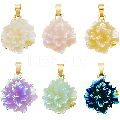 12Pcs 6 Colors UV Plating Brass Pendants KK-BBC0018-81-1