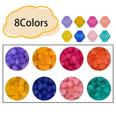640Pcs 8 Colors Frosted Acrylic Beads MACR-YW0001-84-1