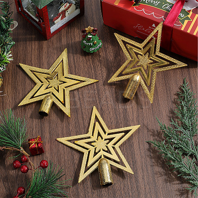 Star Plastic Christmas Tree Topper Ornaments AJEW-WH20004-17D-1