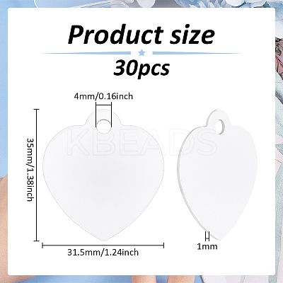 30Pcs Blank Double-sided Heat Transfer Aluminium Pendants DIY-BC0012-89C-1