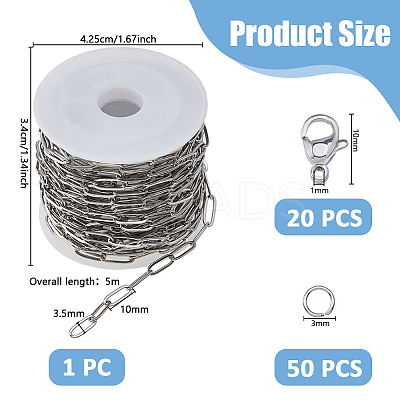 DIY 304 Stainless Steel Paperclip Chains Jewelry Making Kits DIY-DC0003-66-1