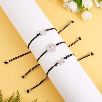 3Pcs 3 Style 430 Stainless Steel Butterfly Link Bracelets Set JB723A-1