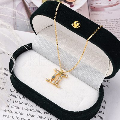 925 Sterling Silver Colorful Cubic Zirconia Constellation Pendant Cable Chain Necklaces for Women STER-R009-01G-04-1
