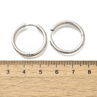 304 Stainless Steel Micro Pave Clear Cubic Zirconia Huggie Hoop Earrings EJEW-C096-01H-P01-1