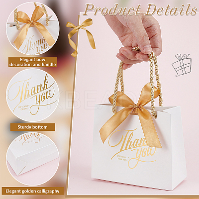 80Pcs Gold Stamping Thank You Paper Gift Packing Tote Bags ABAG-WA0001-05-1