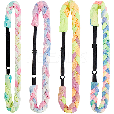 4Pcs 4 Colors Polyester with Spandex Cloth Headbands AJEW-SP0003-14-1