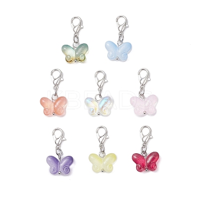 Transparent Glass Butterfly Pendant Decorations HJEW-JM04018-01-1