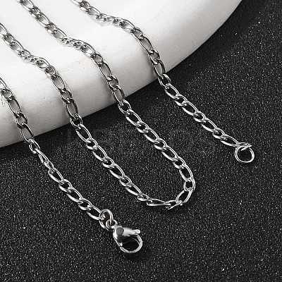 Non-Tarnish 304 Stainless Steel Figaro Chain Necklaces X-NJEW-E143-04P-1