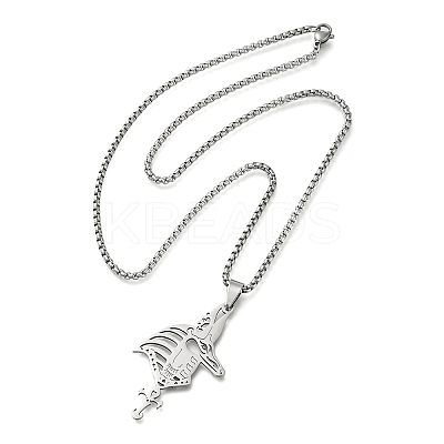 201 Stainless Steel Egyptian Ancient Anubis Anka Cross Pendant Box Chain Necklaces STAS-D196-05P-1