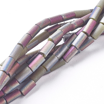 Electroplated Frosted Glass Beads Strands EGLA-G071-F-1