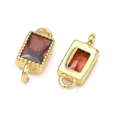 Brass Pave Cubic Zirconia Rectangle Connector Charms KK-P348-10G-06-1