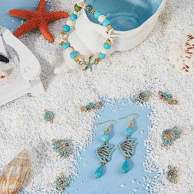 40Pcs 5 Styles Ocean Theme Alloy Connector Charms FIND-SC0008-62-1