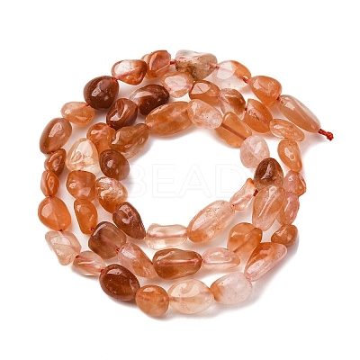 Natural Red Rabbit Fur Rutilated Quartz Beads Strands G-K395-A03-01-1