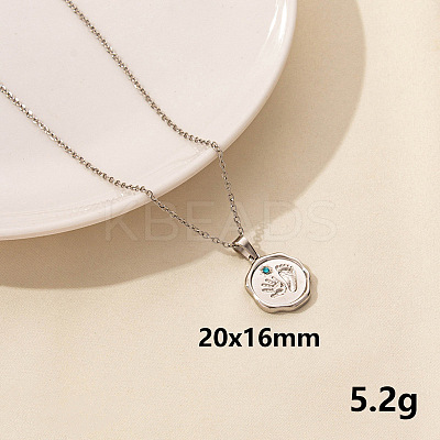 Stainless Steel Flat Round with Hand & Footprint Pendant Necklaces HK0528-3-1