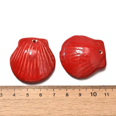 Seashell Shaped Porcelain Pendants PORC-O003-01B-08-1