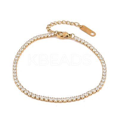 304 Stainless Steel Micro Pave Cubic Zirconia Tennis Bracelets for Women LS-BJEW-A146-01G-1