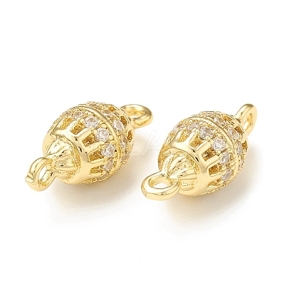 Brass Micro Pave Clear Cubic Zirconia Connector Charms KK-P228-71G-1