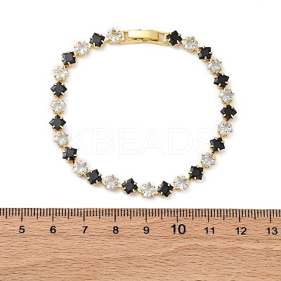 Brass Rhombus Cubic Zirconia Cup Chain Necklaces for Women NJEW-U033-01G-03-1