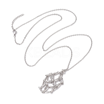 Crystal Stone Cage Pendant Necklaces NJEW-JN04758-04-1