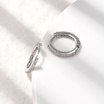 Brass Micro Pave Cubic Zirconia Hoop Earrings EJEW-P322-01P-1