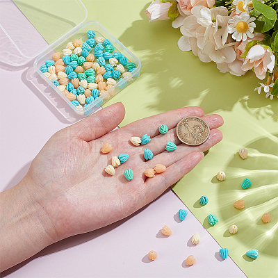 100Pcs 4 Colors Dyed Synthetic Coral Beads CORA-NB0001-04B-1