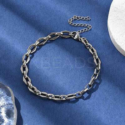 304 Stainless Steel Dapped Chains Bracelets for Men & Women BJEW-D042-26P-1
