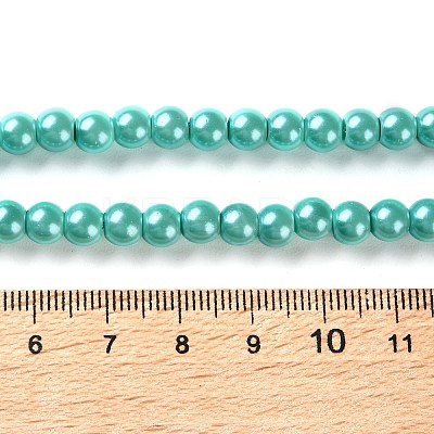 Baking Paint Pearlized Glass Pearl Round Bead Strands HY-XCP0001-18-1