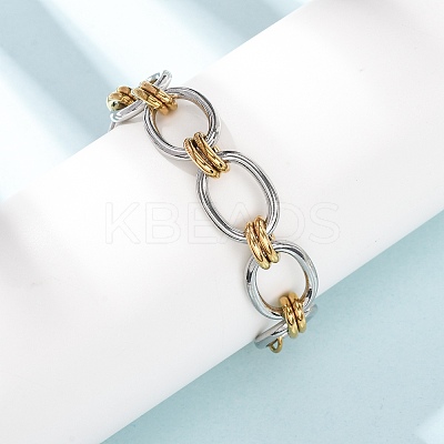 Two Tone 304 Stainless Steel Link Chain Bracelets for Women SA-CBA7B26-05GP-02-1