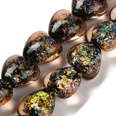 Handmade Dichroic Foil Glass Beads Strands DICH-U001-03B-1