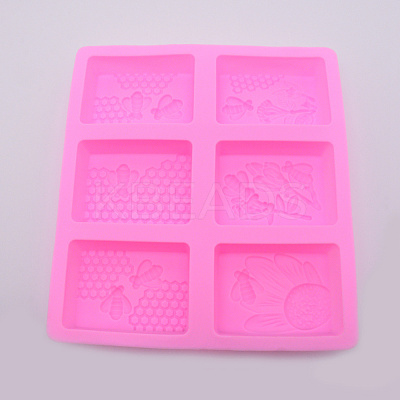 Rectangle Bees Food Grade Silicone Molds DIY-WH0176-74-1