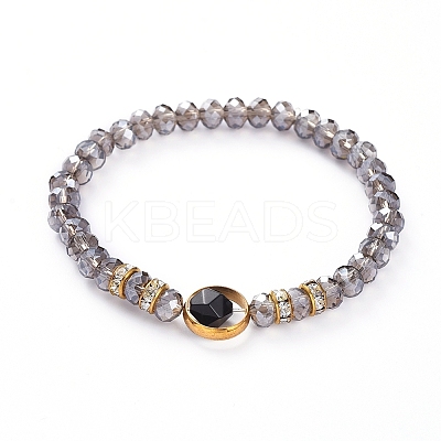 Natural Black Agate(Dyed) Gemstone Stretch Bracelets BJEW-JB05025-05-1