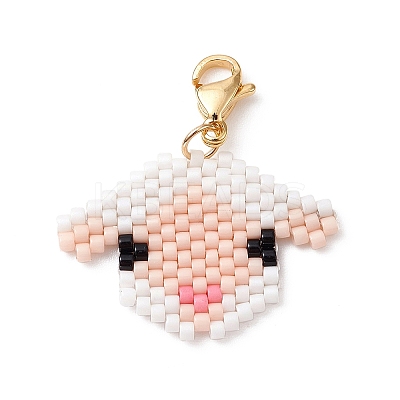 Handmade Loom Pattern Seed Beads Pendants Decoration HJEW-MZ00016-01-1