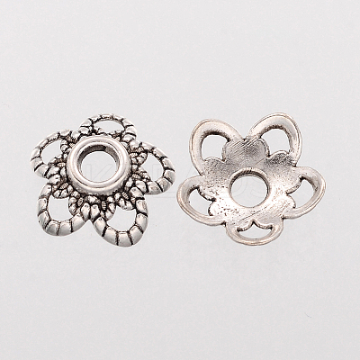 5-Petal Flower Tibetan Silver Fancy Bead Caps LS-AA484-1