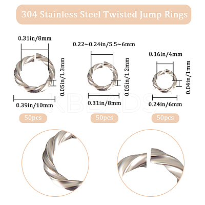 150Pcs 3 Styles 304 Stainless Steel Open Jump Rings STAS-BBC0002-94-1