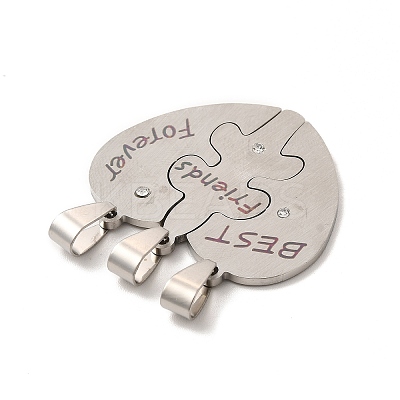 Friendship 201 Stainless Steel Rhinestone Pendants STAS-K251-018P-1