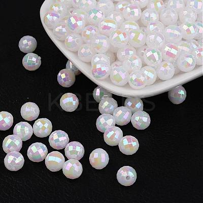 Faceted Colorful Eco-Friendly Poly Styrene Acrylic Round Beads SACR-K001-6mm-78-1