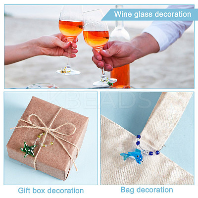 Sea Animal Glass Wine Glass Charms AJEW-GA00018-1