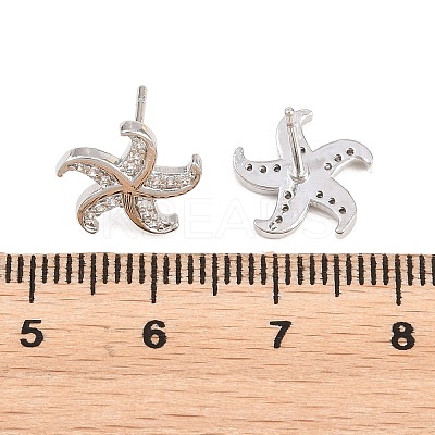 Brass Micro Pave Cubic Zirconia Stud Earrings EJEW-G471-29A-P-1