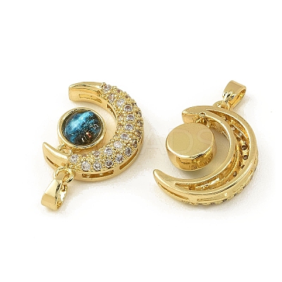Brass Micro Pave Cubic Zirconia Pendants KK-I477-01G-02-1